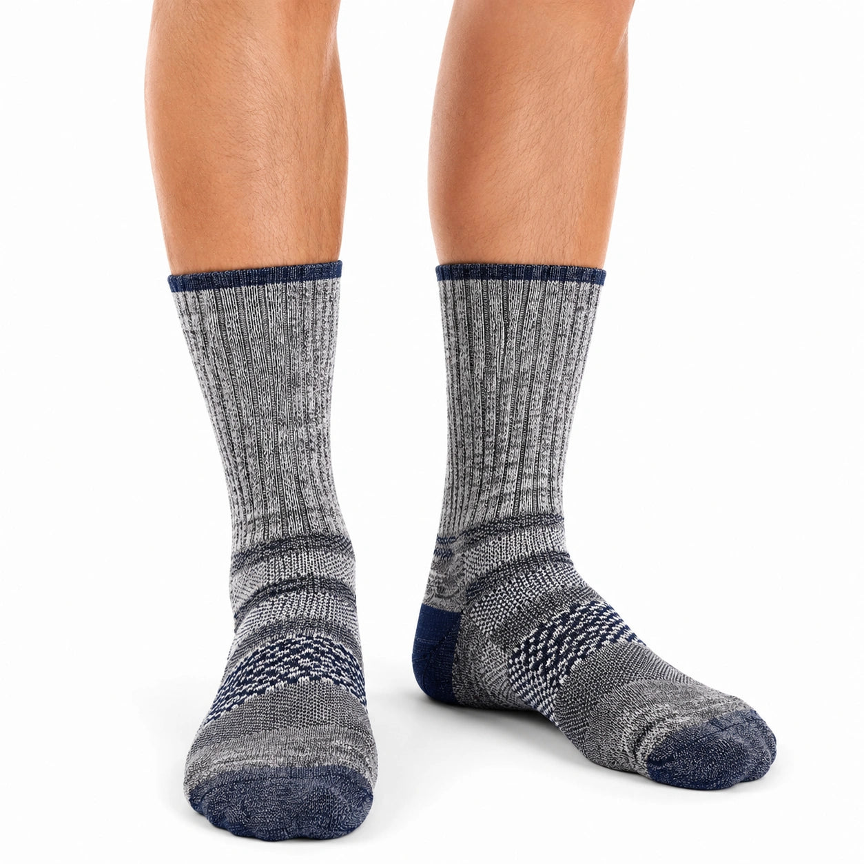 Calze uomo 43-46 in maglia grigio/blu - alte a coste per uso quotidiano