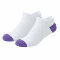 Calzini alla caviglia 43-46 in tessuto bianco e viola a coste