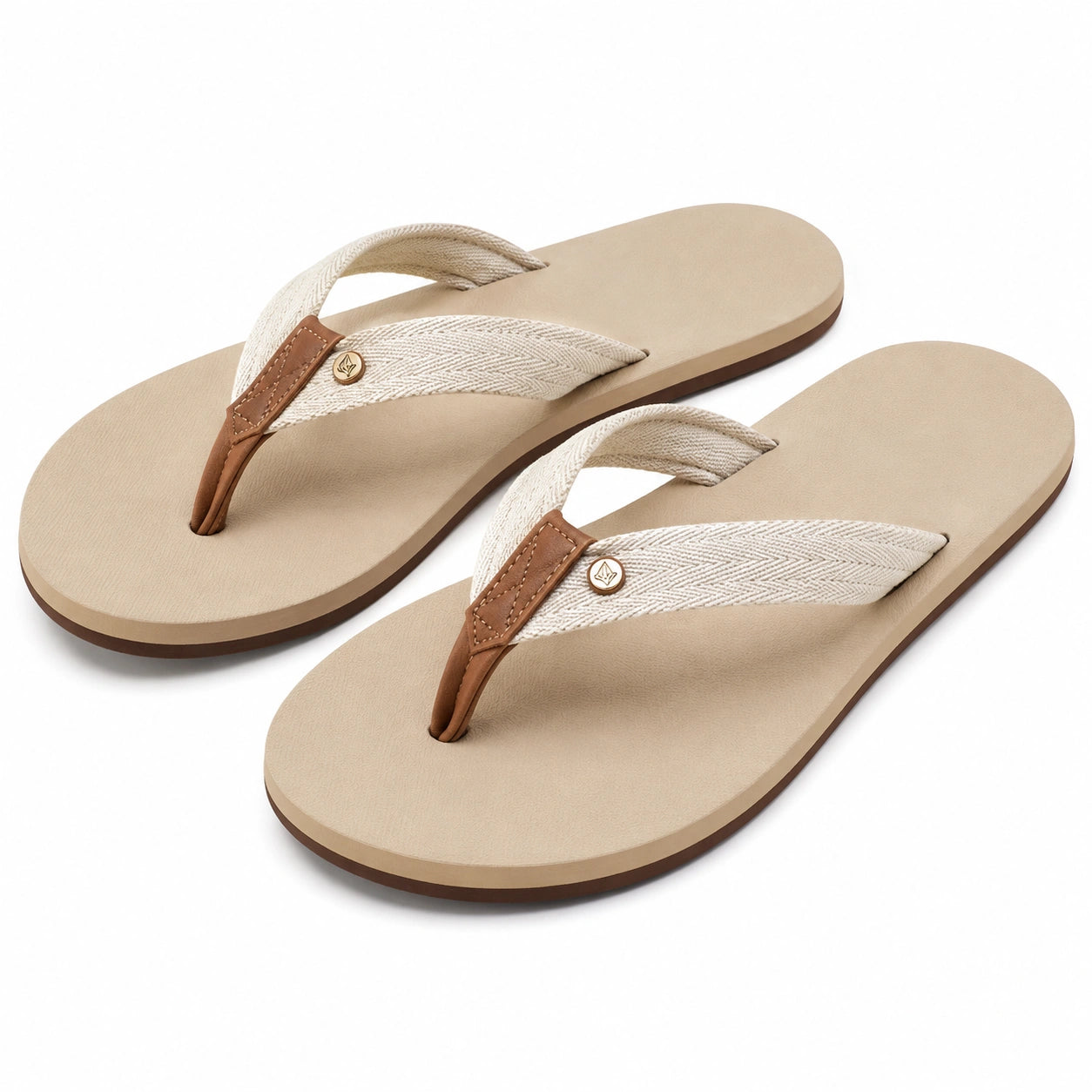 Infradito 42/43 beige e marrone con fasce in tessuto - calzature estive casual