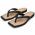 Infradito donna 38/39 in materiale sintetico nero/beige con punta quadrata e suola piatta
